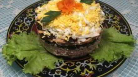 Рецепт салата печень под шубой