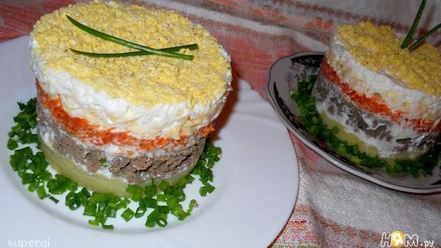 Рецепт салата слоеного печень под шубой