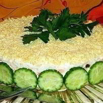 Салат-торт Печень трески под шубой