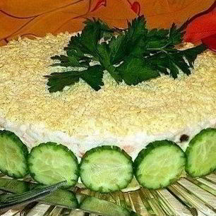 Рецепт Салата-торта Печень трески под шубой