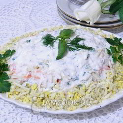 Рецепт Селедки под легкой шубой с яблоком