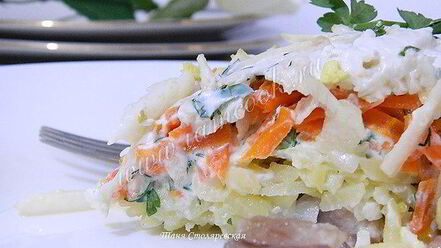 Рецепт селедки под легкой шубой с яблоком