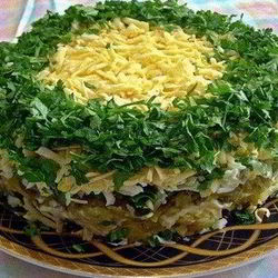 Рецепт Слоеного салата Грибы под шубой с сыром