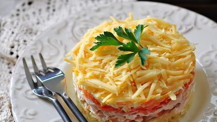 Рецепт салата рождество с копченой грудкой