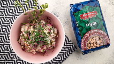 Рецепт салата с нутом, баклажанами и фетой