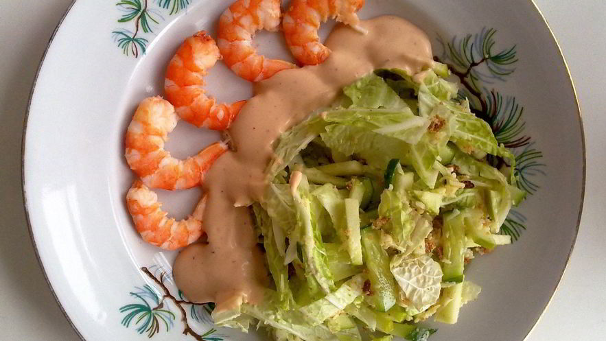 Рецепт салата с пекинской капустой и креветками