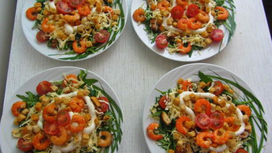 Рецепт цезаря с тигровыми креветками