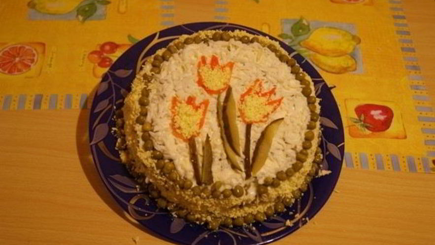 Рецепт салата желтые тюльпаны