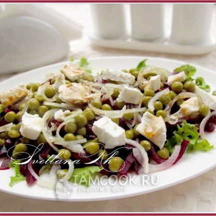 Рецепт Свекольного салата с брынзой и горошком