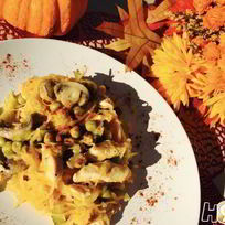 Рецепт Теплого салата из спагетти-тыквы и куриной грудки