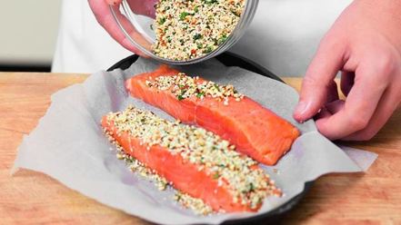 Рецепт лосося с грибным винегретом