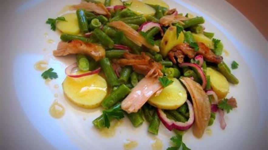 Рецепт салата из спаржевой фасоли под соусом винегрет