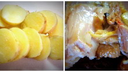 Рецепт салата из зеленой стручковой фасоли с картофелем и цыпленком конфи под соусом винегрет