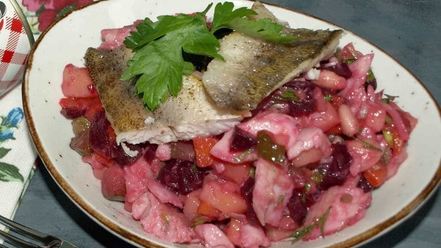 Рецепт старорусского винегрета с судаком