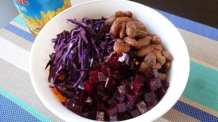 Рецепт винегрета с фасолью и краснокочанной капустой