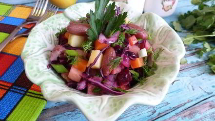 Рецепт винегрета с фасолью и краснокочанной капустой