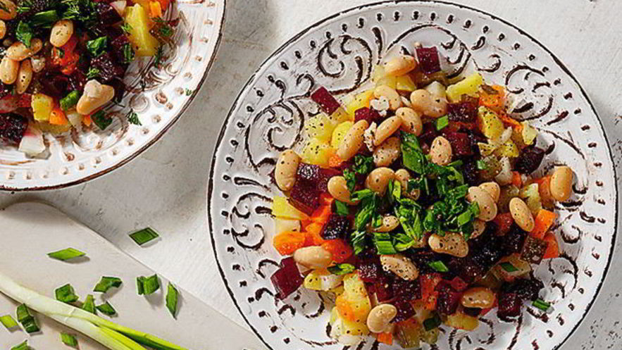 Рецепт винегрета с фасолью и яблоками