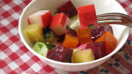 Рецепт винегрета с крабовыми палочками