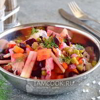 Винегрет с квашеной капустой и горошком