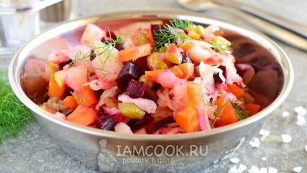 Рецепт винегрета с квашеной капустой и горошком