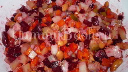 Рецепт винегрета с сельдью и консервированной фасолью