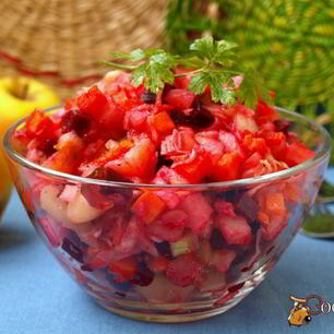 Рецепт Винегрета с яблоками и отварной фасолью