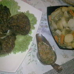 Рецепт Антрекота в ореховом маринаде с овощами