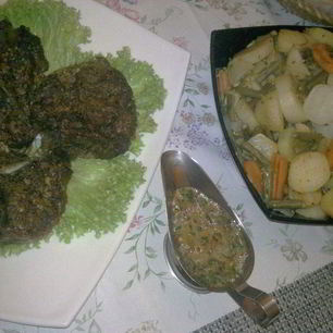 Рецепт Антрекота в ореховом маринаде с овощами