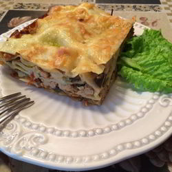 Рецепт Мясной лазанья с бешамель и болонезе с баклажаном