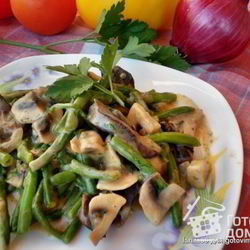 Рецепт Сердца с грибами и стручковой фасолью под бешамель