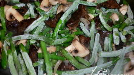 Рецепт сердца с грибами и стручковой фасолью под бешамель