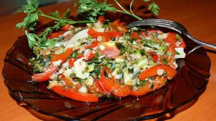 Рецепт овощей пассированных с соусом песто