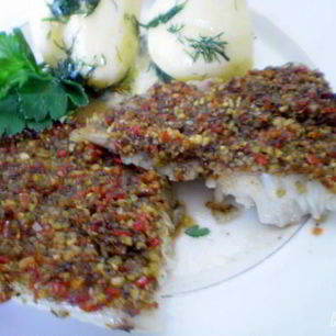 Рецепт Рыбы запеченной с соусом песто