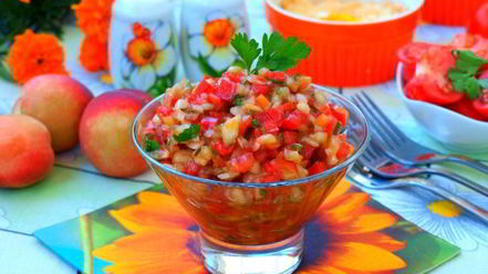 Рецепт овощной сальсы с персиками
