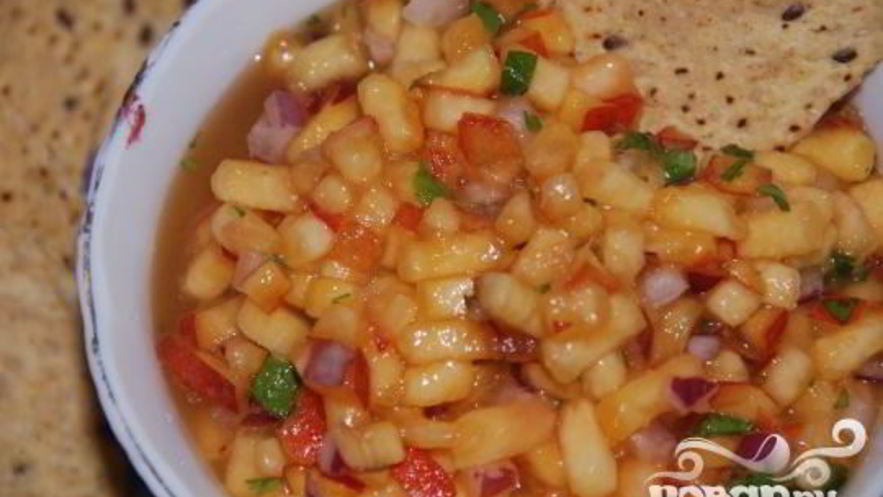 Рецепт персиковой сальсы с кинзой, мятой и имбирем