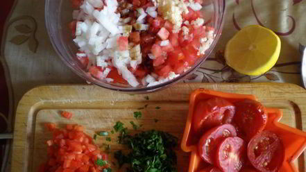 Рецепт рыбы запеченной, картошечки и соус сальса