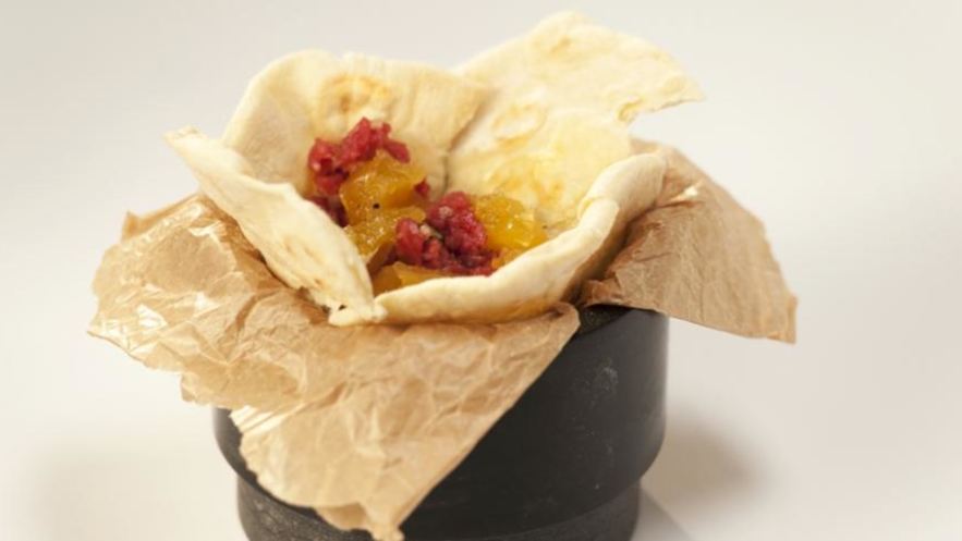 Рецепт тартара из говядины с апельсиновым мармеладом