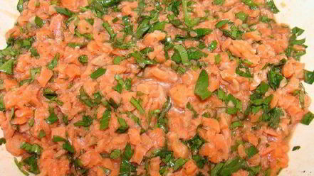 Рецепт теплого тартара ролл из семги