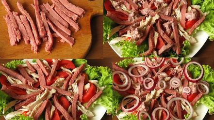 Рецепт мясного салата с майонезом-ткемали