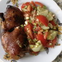 Утка в соусе Ткемали с медом