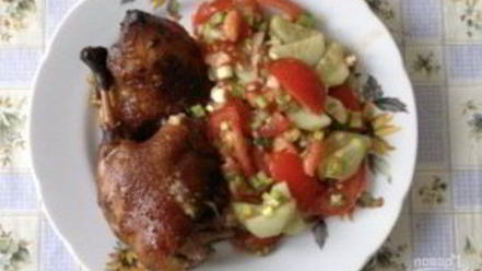 Рецепт утки в соусе ткемали с медом