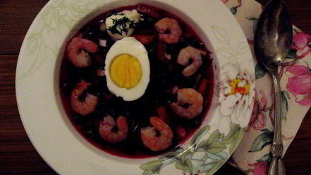 Рецепт борща холодного с креветками