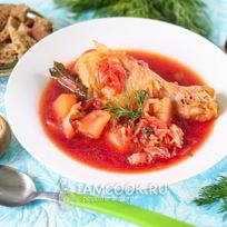 Борщ с курицей в мультиварке