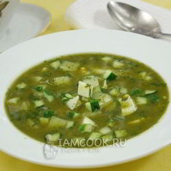 Рецепт Холодного зеленого борща с огурцами