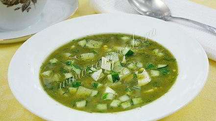 Рецепт холодного зеленого борща с огурцами