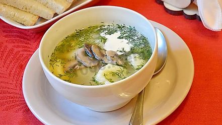 Рецепт грибного супа на мясном бульоне