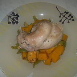 Рецепт Кролика в Прованском бульоне с тушеной тыквой и перцем