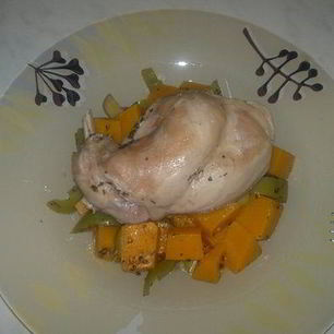 Рецепт Кролика в Прованском бульоне с тушеной тыквой и перцем