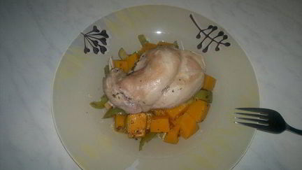 Рецепт Кролика в Прованском бульоне с тушеной тыквой и перцем