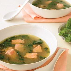 Рецепт Лосося в зеленом бульоне с карри